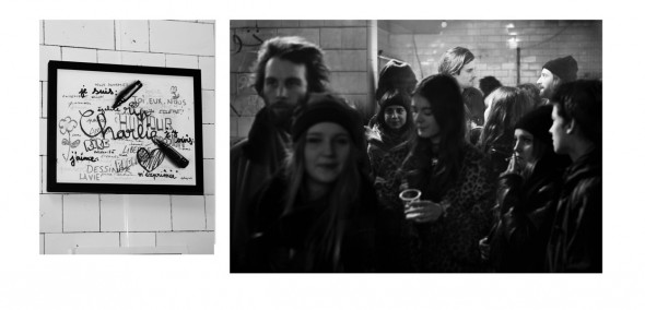 Obras y visitantes a la exposición 'Charlie Hexpo : L’Art contre la Haine'. Foto: Nacym Bouras.