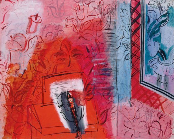 Naturaleza muerta con violín. Homenaje a Bach, 1952. Óleo sobre lienzo. 81 x 100 cm. Centre Pompidou, Musée national d'art moderne/Centre de création industrielle, París. © Raoul Dufy, VEGAP, Madrid, 2015. 
