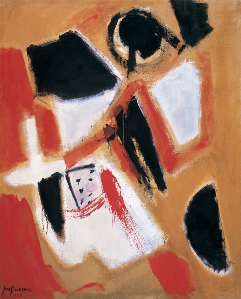 José Guerrero, Tierra roja, 1955, óleo sobre lienzo, 174 x 142 cm, Colección Tony Guerrero. Depositado en el Museo Nacional Centro de Arte Reina Sofía, MNCARS, Madrid.
