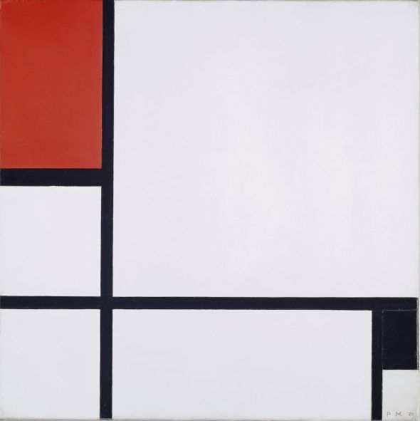 Piet Mondrian (1872–1944); Composition no. I, avec rouge et noir; 1929.  Kunstmuseum Basel, donación de Marguerite Arp-Hagenbach. 