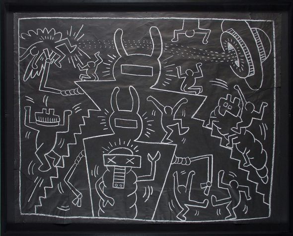 Keith Haring. 'Untitled [Sin título]', 1985. Tiza sobre papel. 116,8 x 153 cm. Colección particular, cortesía de la Galería Tony Shafrazy, Nueva York.