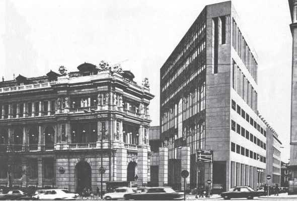 Proyecto para la ampliación del Banco de España de José Antonio Corrales y Ramón Vázquez Molezún. (1978)