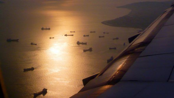 Atardecer desde un avión del puerto de Estambul. Foto: J.Barandica/ 