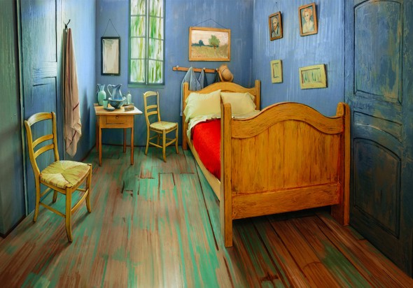 Réplica de la habitación pintada por Van Gogh en Arlés. 