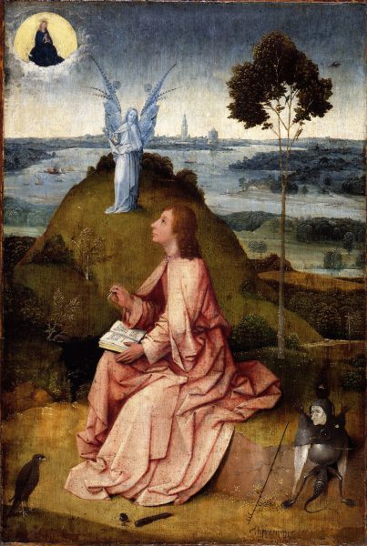 San Juan Evangelista en Patmos / La Pasión de Cristo. El Bosco. Berlín, Staatliche Museen zu Berlin, Gemäldegalerie