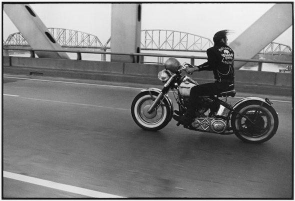 Danny Lyon Crossing the Ohio near Louisville, from The Bikeriders, 1966 gelatin silver print Etherton Gallery