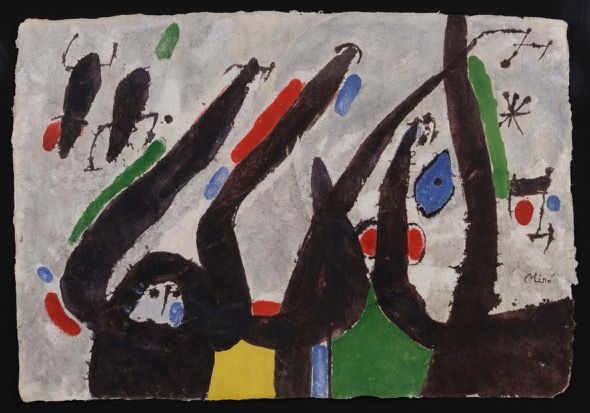 Joan Miró. Homme, femme et oiseaux dans la nuit 11 septiembre 1970