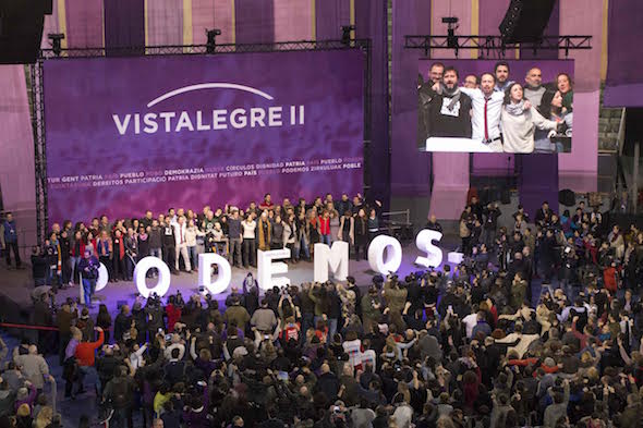 Un momento del congreso de Podemos con Iglesias y Errejón en Vistalegre este fin de semana. Foto: Liliana Peligro.