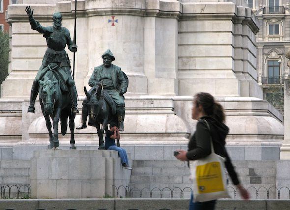 Estatua de Don Quijote y Sancho en la Plaza de España de Madrid. Foto: Ana Esteban. 