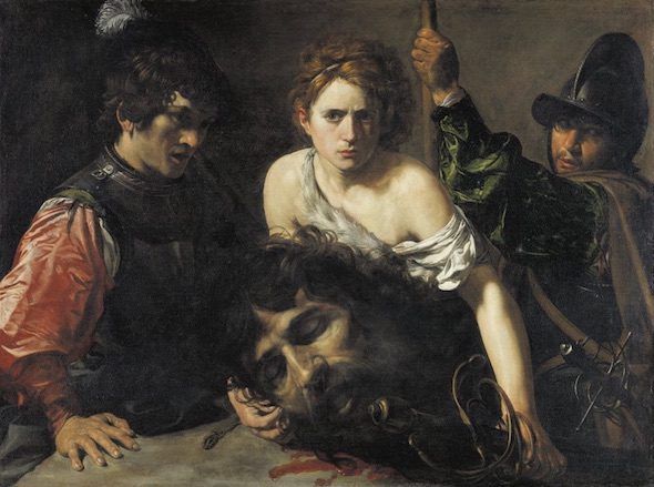 Valentin de Boulogne, 'David con la cabeza de Goliat y dos soldados'