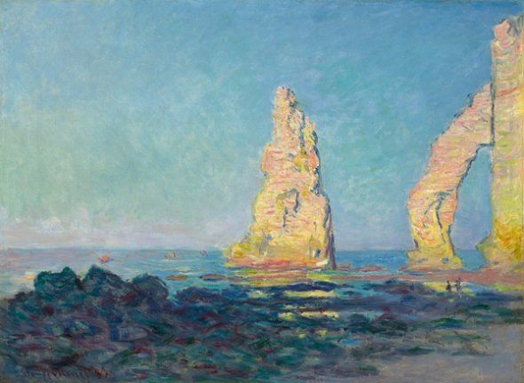 Claude Monet La Aguja d'Étretat, marea baja, 1883 (Aiguille d'Étretat, marée basse) (The Needle Rock at Étretat, Low Tide) Óleo sobre lienzo. 60 x 81 cm Colección privada, Nueva York