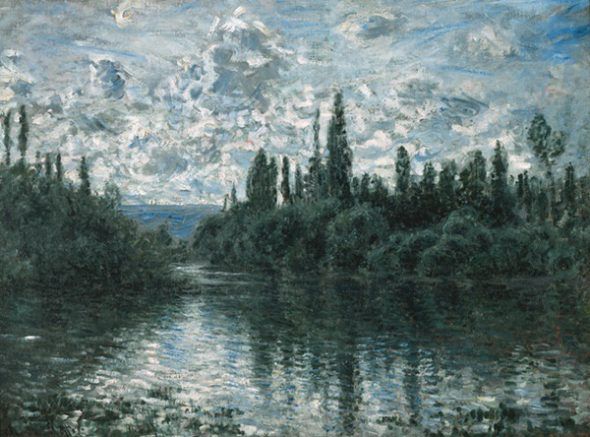 Claude Monet Brazo del Sena cerca de Vétheuil, 1878 (Bras de la Seine près de Vétheuil) (Arm of the Seine near Vétheuil) Óleo sobre lienzo. 60 x 80 cm Colección Pérez Simón, México