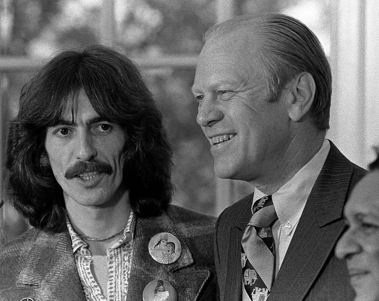 George Harrison con Gerald Ford y Ravi Shankar.