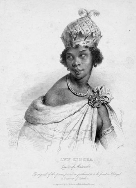 Anne Zingha fue reina de Angola y siempre se negó a someterse a los conquistadores, tratándoles y negociando con ellos en condiciones de igualdad. Ilustración: Biblioteca Pública de Nueva York. 