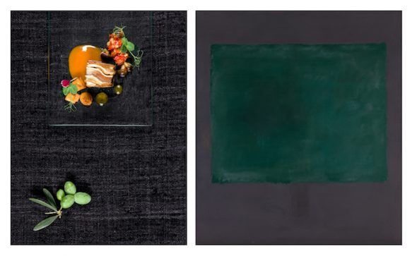 El cuadro Sin título (verde sobre morado) de Mark Rothko interpretado por el chef Manuel Urbano. 
