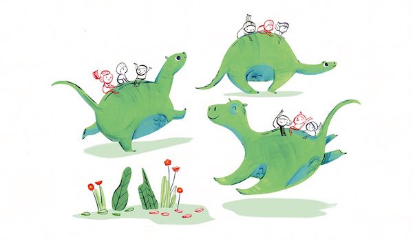 Una ilustración del libro 'Adoptar un dinosaurio'.