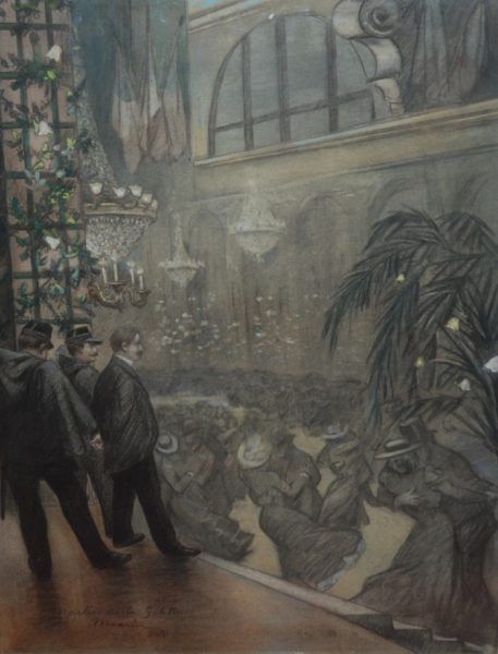 Henri de Toulouse-Lautrec (1864-1901), En el Moulin Rouge. La unión franco-rusa, Ilustración en la revista L’Escarmouche. Colección particular.