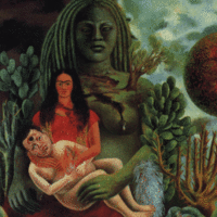 Un detalle del cuadro 'El abrazo del amor del Universo' de Frida Kahlo.