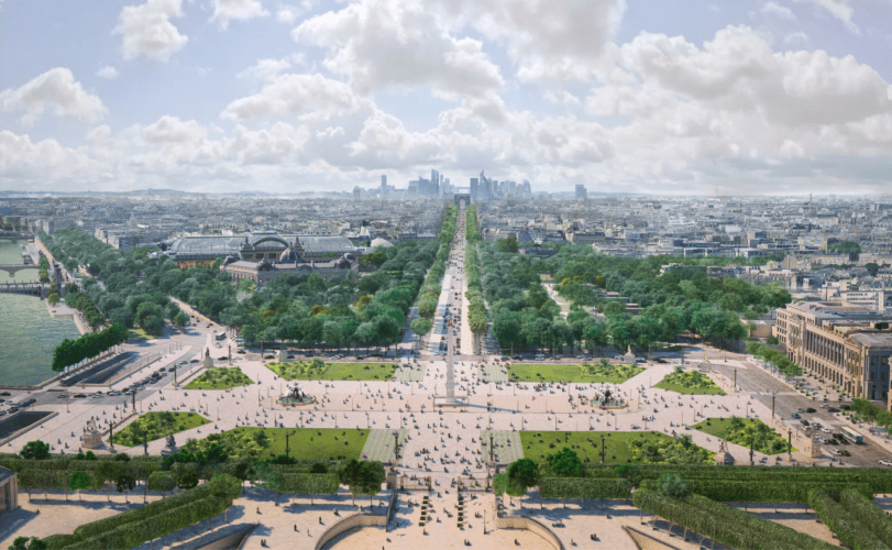 Proyecto de París para convertir los Campos Elíseos en un gran pulmón verde y amable con el ciudadano. Foto: PCA-Stream.