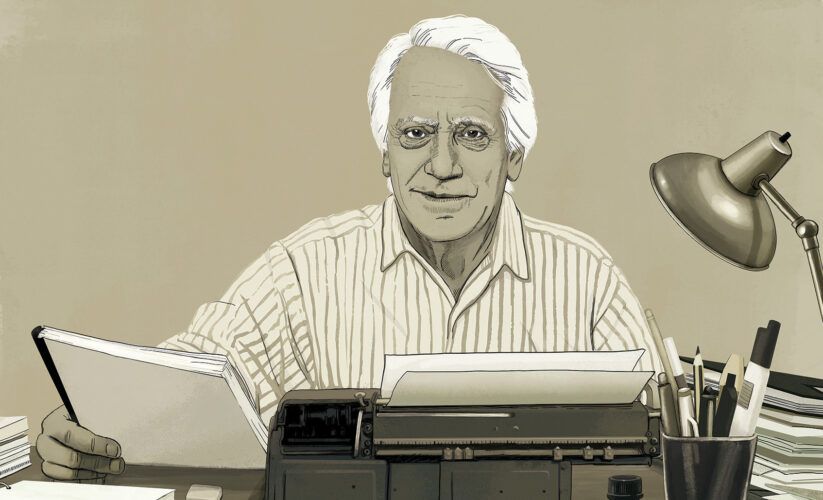 Jorge Semprún, en un dibujo de Clara León realizado para el ciclo que la Filmoteca Española dedicó al escritor y guionista. Cedido por la Filmoteca Española.