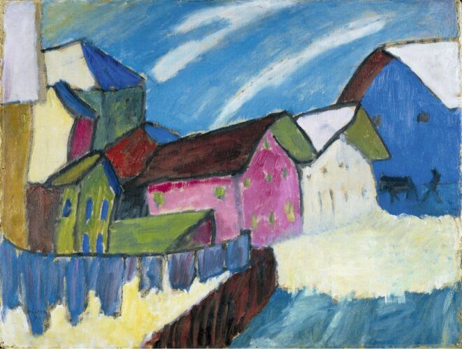 Gabriele Münter. 'Calle de pueblo en invierno, 1911'. Städtische Galerie im Lenbachhaus und Kunstbau München, Múnich, donación de Gabriele Münter, 1957