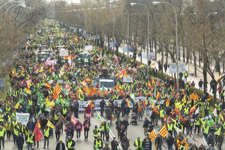 Tractorada del 26 de febrero de 2024 por las calles de Madrid organizada por la Unión de Pequeños Agricultores. Foto: UPA.