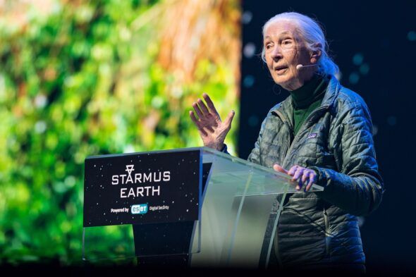 La primatóloga Jane Goodall durante su participación en el Starmus de Bartislava en 2024.
