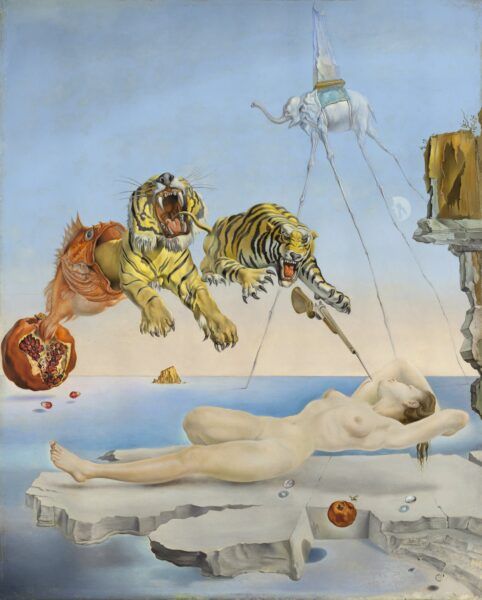 Salvador Dalí. 'Un segundo antes del despertar de un sueño provocado por el vuelo de una abeja alrededor de una granada', 1947. Museo Nacional Thyssen- Bornemisza, Madrid.
